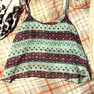 Patterned Blue and Pink Tank Top